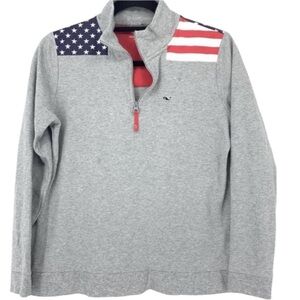 Vineyard Vines Gray Sweatshirt with American Flag Accents